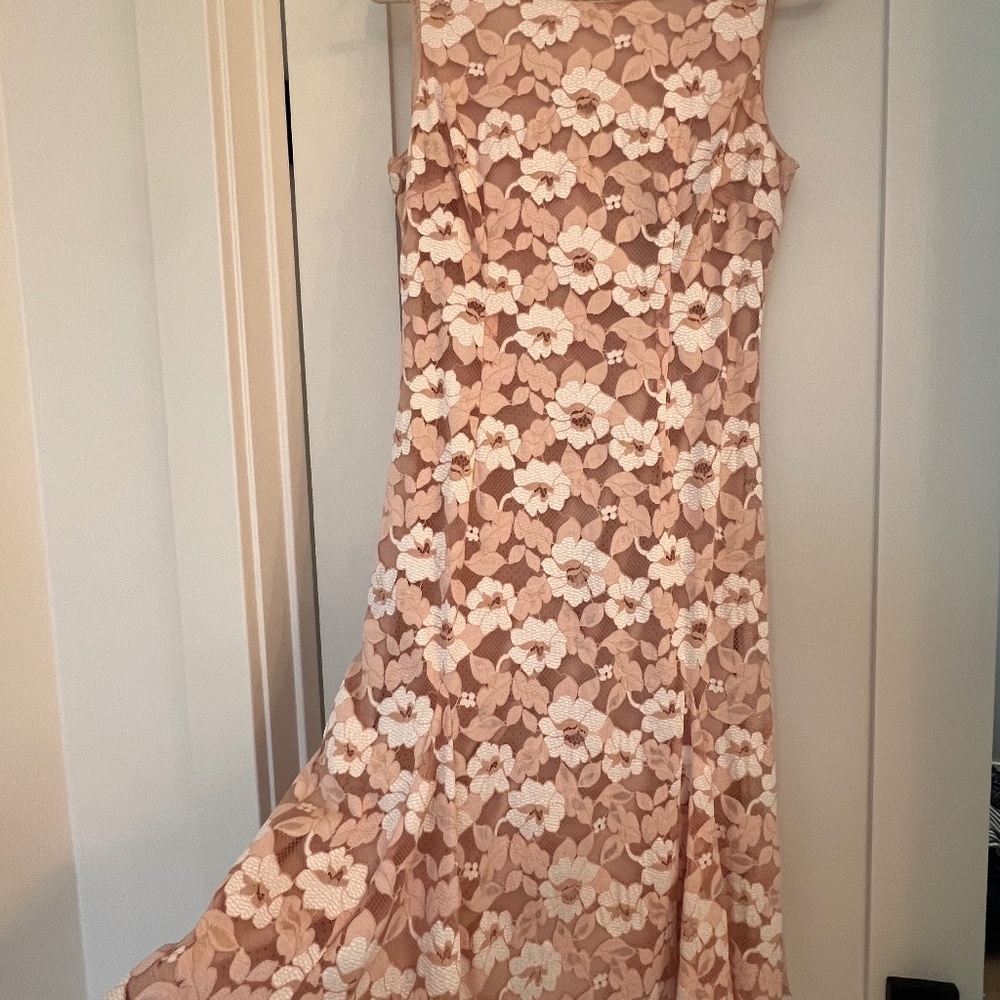 Adrianna Papell Womens Lace Midi Godet Dress